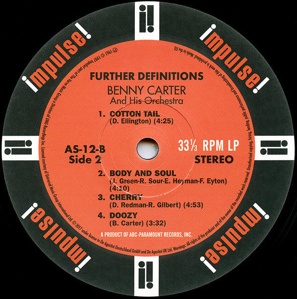 Benny Carter And His Orchestra - Further Definitions (Vinyl, LP, Album, Stereo) Very Good Plus (VG+) / Very Good Plus (VG+)