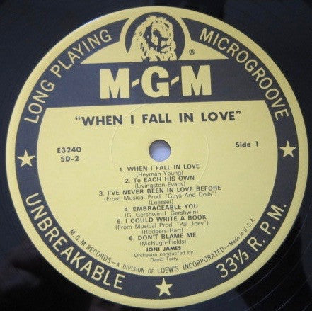 Joni James - When I Fall In Love (Vinyl, LP, Album) Very Good (VG) / Near Mint (NM or M-)