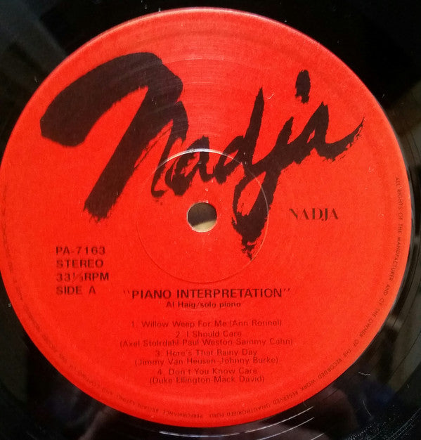 Al Haig - Piano Interpretation - Al Haig Solo (Vinyl, LP, Album)