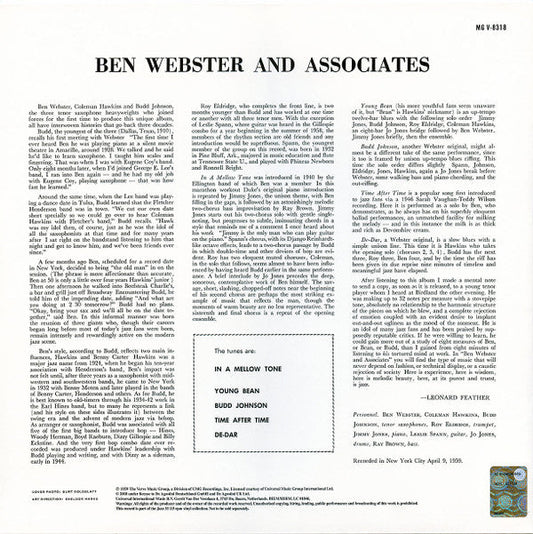 Ben Webster - Ben Webster And Associates (Vinyl, LP, Album, Reissue) Near Mint (NM or M-) / Near Mint (NM or M-)