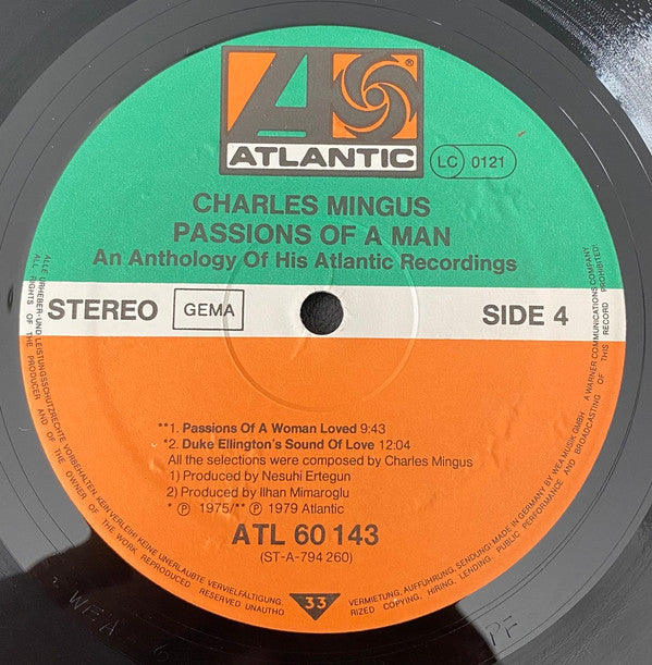 Charles Mingus - Passion Of A Man (An Anthology Of His Atlantic Recordings) (3xVinyl, LP, Compilation, Stereo) Very Good Plus (VG+) / Good Plus (G+)