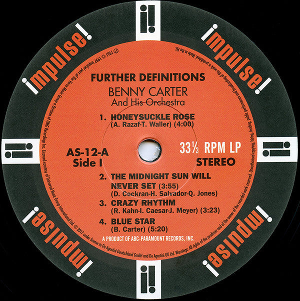 Benny Carter And His Orchestra - Further Definitions (Vinyl, LP, Album, Stereo) Very Good Plus (VG+) / Very Good Plus (VG+)