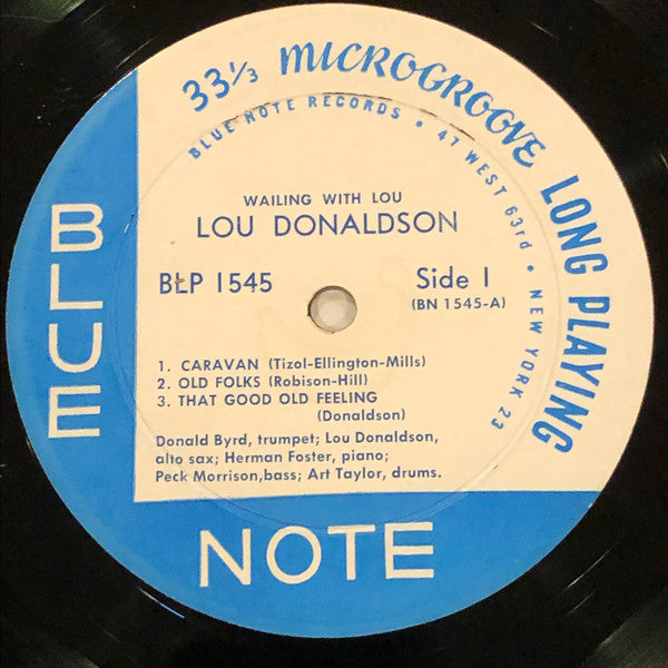 Lou Donaldson Quintet - Wailing With Lou (Vinyl, LP, Album, Mono) Very Good Plus (VG+) / Fair (F)