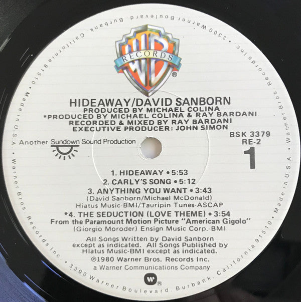 David Sanborn - Hideaway (Vinyl, LP, Album) Very Good (VG) / Very Good (VG)