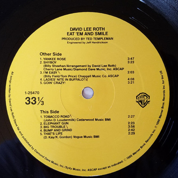David Lee Roth - Eat 'Em And Smile (Vinyl, LP, Album)