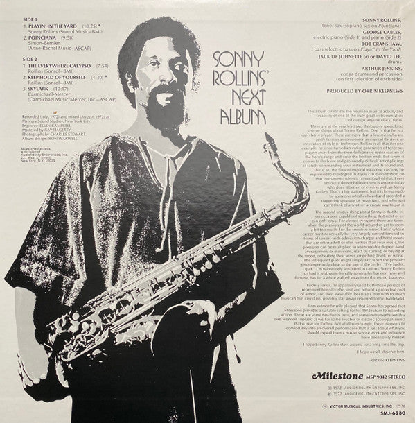 Sonny Rollins - Next Album (Vinyl, LP, Album) Very Good Plus (VG+) / Very Good Plus (VG+)