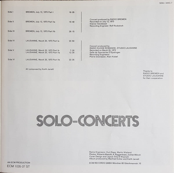 Keith Jarrett - Solo Concerts: Bremen / Lausanne (3xVinyl, Box Set, LP, Album, Reissue, Stereo, Reissue) Very Good Plus (VG+) / Very Good Plus (VG+)