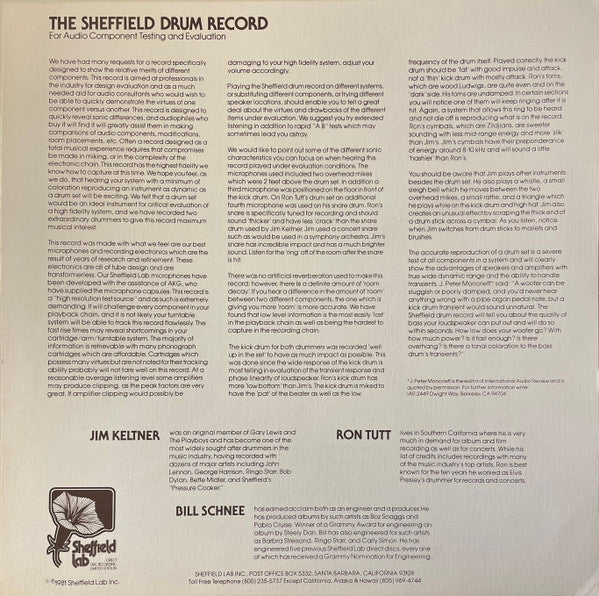Jim Keltner - The Sheffield Drum Record (Vinyl, 12", 33 ⅓ RPM, Limited Edition, Stereo) Very Good (VG) / Good Plus (G+)
