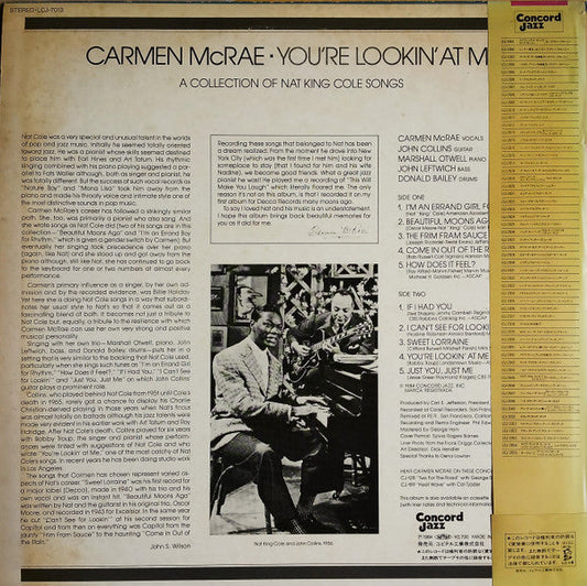 Carmen McRae - You're Lookin' At Me = ナット・キング・コール集 (Vinyl, LP, Album, Stereo) Very Good (VG) / Very Good (VG)