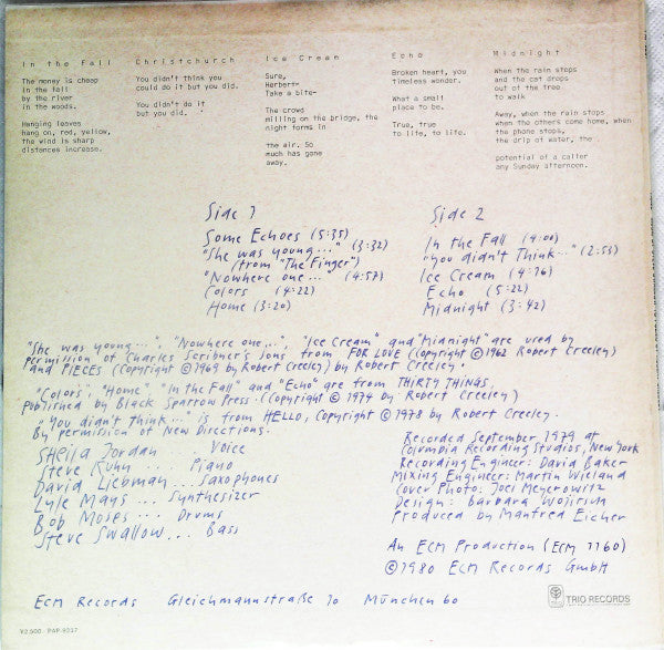 Steve Swallow - Home · Music By Steve Swallow To Poems By Robert Creeley (Vinyl, LP, Album) Near Mint (NM or M-) / Very Good Plus (VG+)
