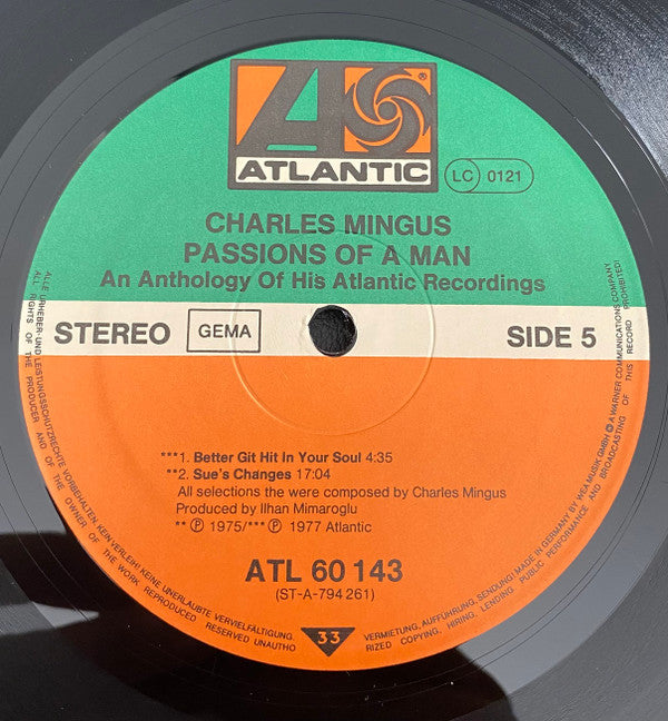 Charles Mingus - Passion Of A Man (An Anthology Of His Atlantic Recordings) (3xVinyl, LP, Compilation, Stereo) Very Good Plus (VG+) / Good Plus (G+)