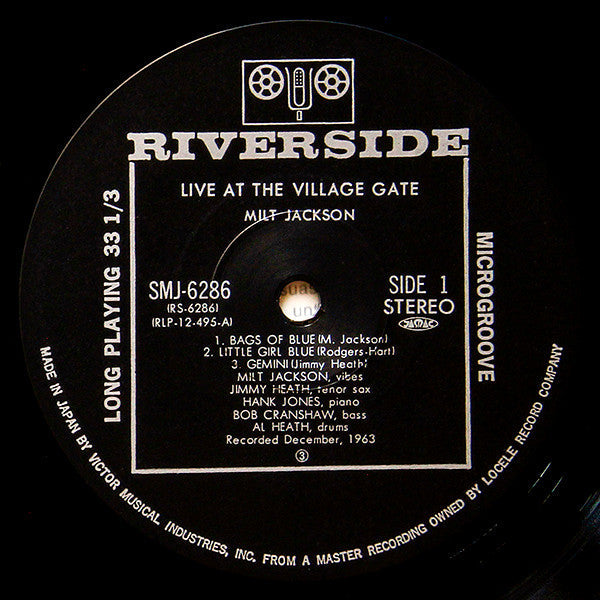 Milt Jackson Quintet - 'Live' At The Village Gate (Vinyl, LP, Album, Limited Edition, Reissue, Stereo) Very Good Plus (VG+) / Very Good (VG)