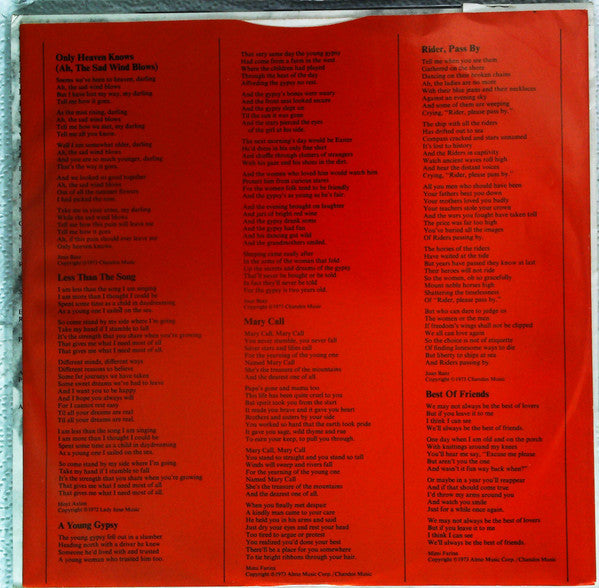 Joan Baez - Where Are You Now, My Son? (Vinyl, LP, Album) Very Good Plus (VG+) / Very Good Plus (VG+)