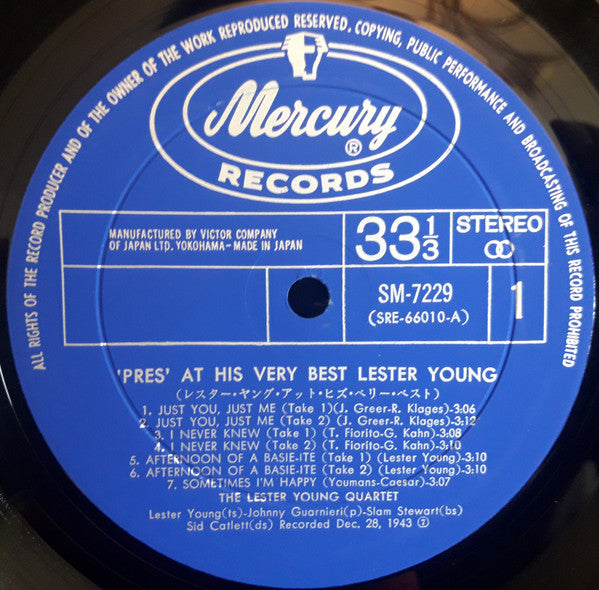 Lester Young - "Pres" At His Very Best (Vinyl, LP, Compilation) Very Good (VG) / Very Good Plus (VG+)