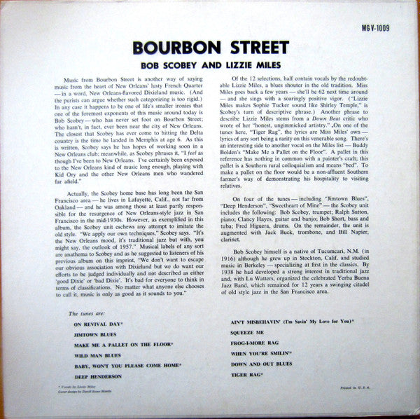 Bob Scobey - Bourbon Street (Vinyl, LP, Album) Very Good (VG) / Good (G)