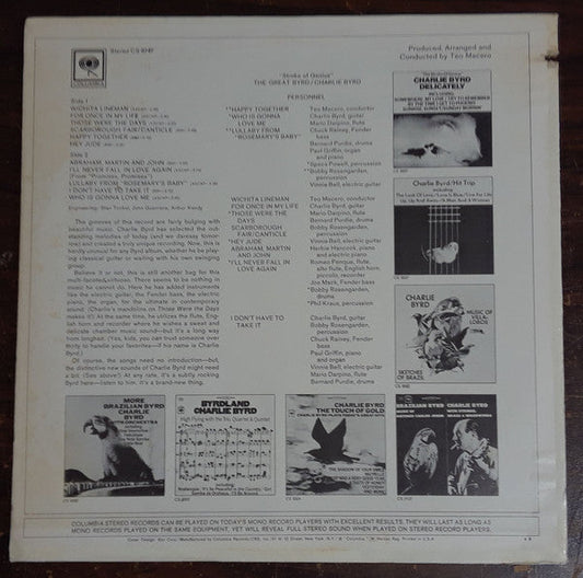 Charlie Byrd - The Great Byrd (Vinyl, LP, Album, Reissue) Very Good Plus (VG+) / Good Plus (G+)