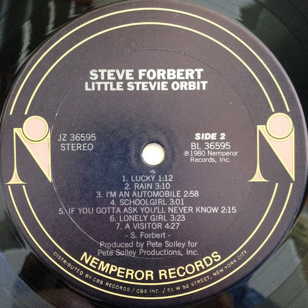 Steve Forbert - Little Stevie Orbit (Vinyl, LP, Album) Very Good (VG) / Very Good Plus (VG+)
