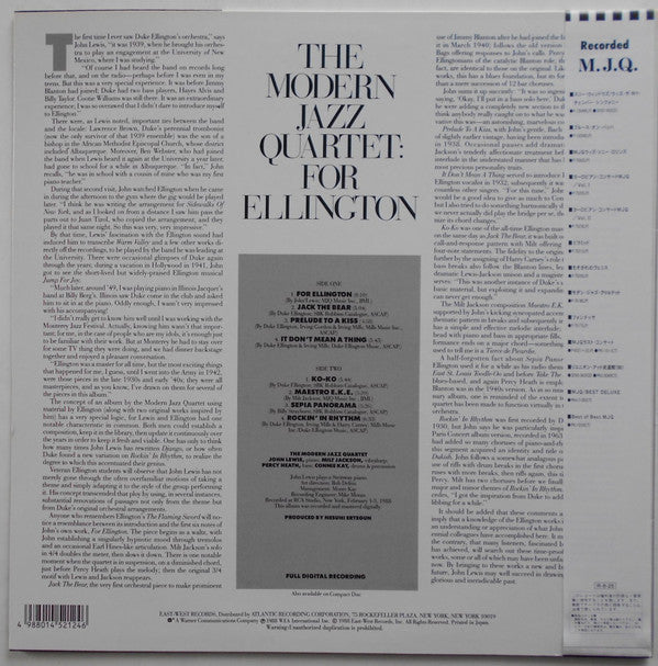 The Modern Jazz Quartet - For Ellington (Vinyl, LP, Album) Very Good Plus (VG+) / Very Good Plus (VG+)