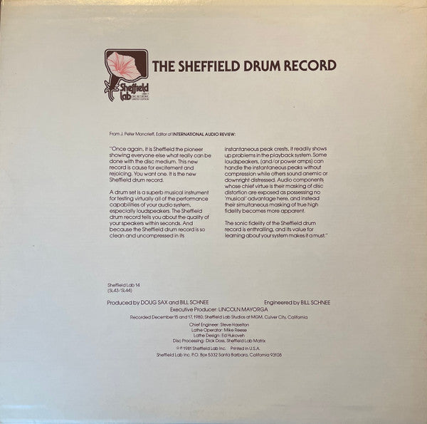 Jim Keltner - The Sheffield Drum Record (Vinyl, 12", 33 ⅓ RPM, Limited Edition, Stereo) Very Good (VG) / Good Plus (G+)
