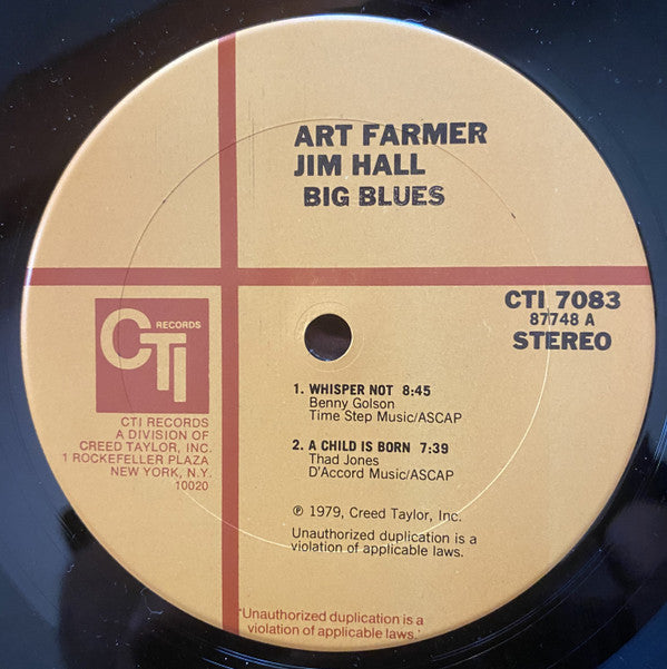 Art Farmer - Big Blues (Vinyl, LP, Album) Very Good Plus (VG+) / Very Good (VG)