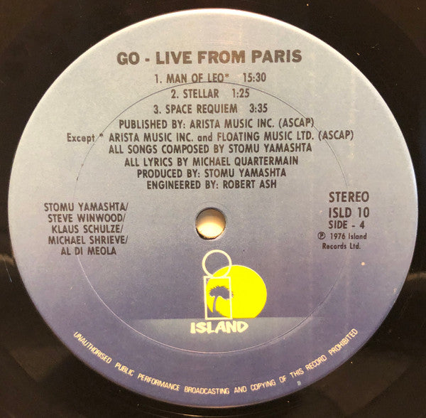 Stomu Yamashta's Go - Go Live From Paris (2xVinyl, LP, Album) Very Good (VG) / Good Plus (G+)
