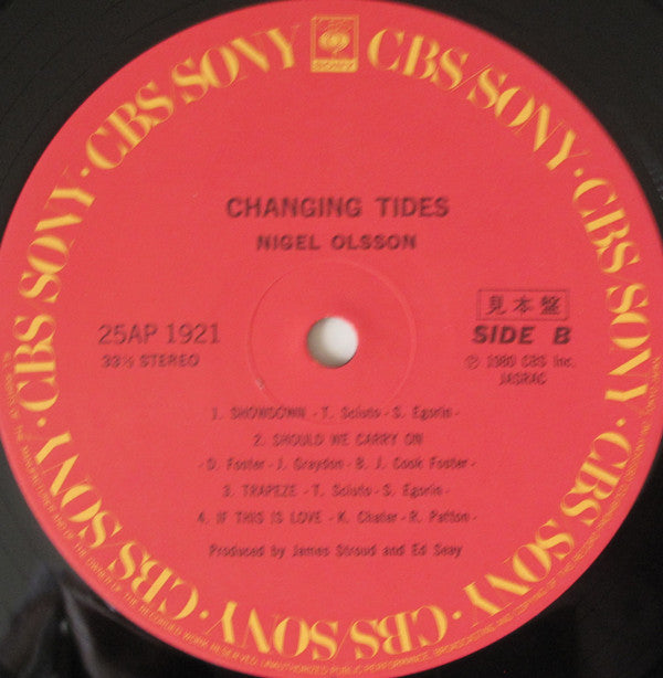 Nigel Olsson - Changing Tides (Vinyl, LP, Album, Promo) Very Good Plus (VG+) / Good (G)