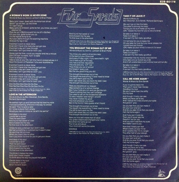 Evie Sands - Estate Of Mind (Vinyl, LP, Album, Promo) Very Good Plus (VG+) / Very Good (VG)
