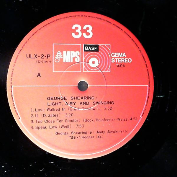George Shearing - Light - Airy & Swinging (Vinyl, LP, Album, Stereo)