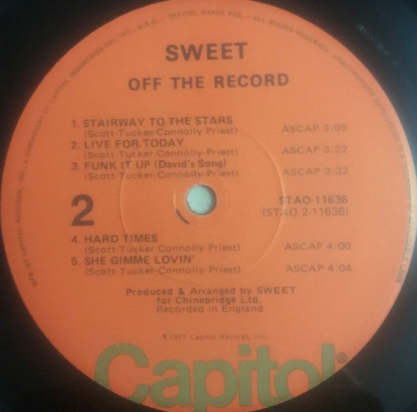 The Sweet - Off The Record (Vinyl, LP, Album) Very Good (VG) / Very Good Plus (VG+)