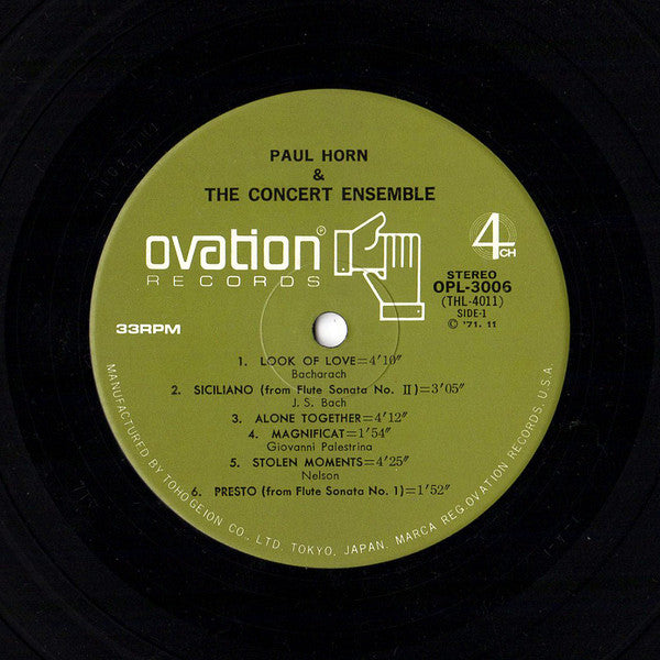 Paul Horn & The Concert Ensemble - Paul Horn & The Concert Ensemble (Vinyl, LP, Album, Quadraphonic) Very Good Plus (VG+) / Very Good Plus (VG+)