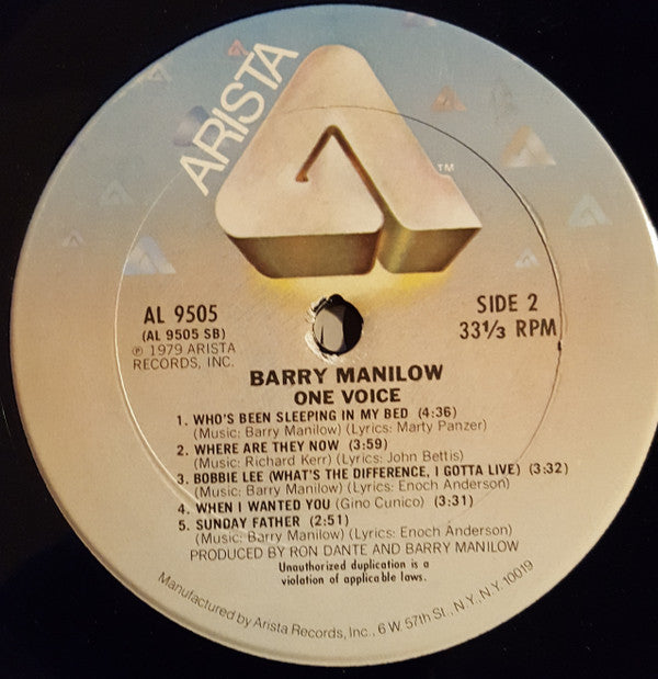 Barry Manilow - One Voice (Vinyl, LP, Album) Very Good Plus (VG+) / Very Good (VG)