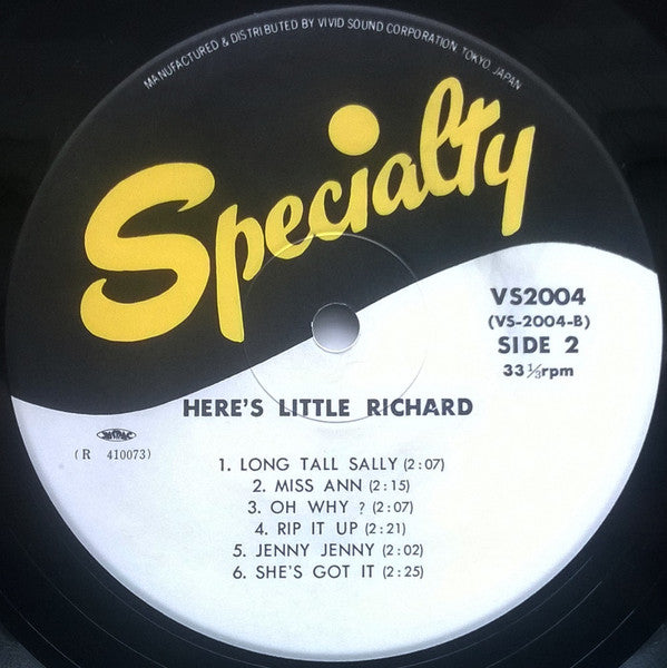 Little Richard - Here's Little Richard (Vinyl, LP, Album, Reissue) Very Good (VG) / Very Good (VG)