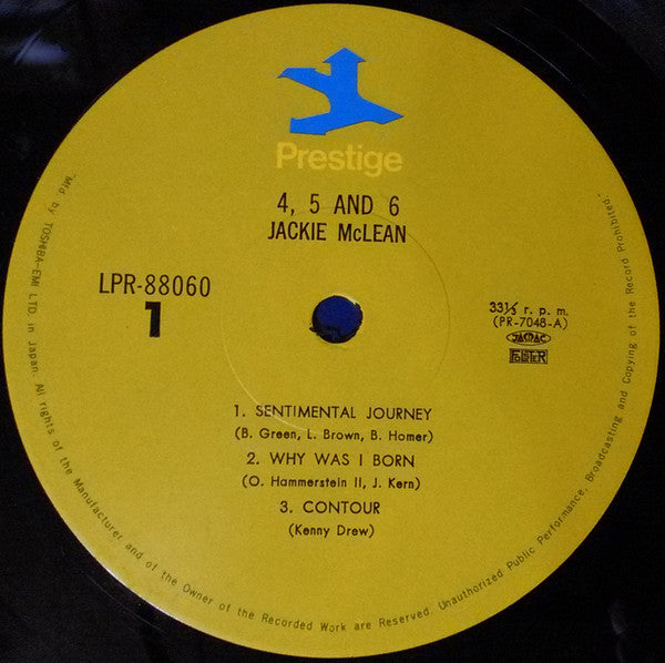 Jackie McLean - 4, 5 And 6 (Vinyl, LP, Album, Reissue, Mono) Very Good Plus (VG+) / Very Good Plus (VG+)