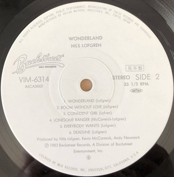 Nils Lofgren - Wonderland (Vinyl, LP, Album, Promo) Very Good Plus (VG+) / Very Good Plus (VG+)