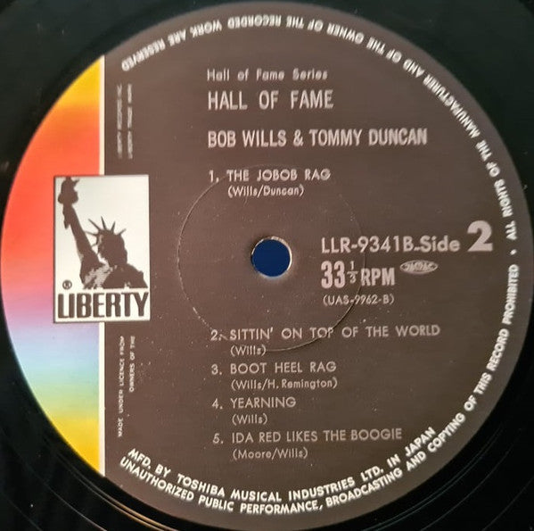 Bob Wills & Tommy Duncan - Hall Of Fame (2xVinyl, LP, Compilation) Very Good (VG) / Very Good Plus (VG+)