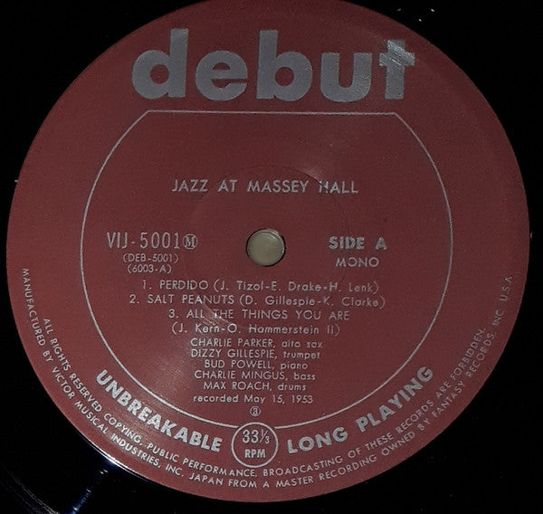 The Quintet - Jazz At Massey Hall (Vinyl, LP, Album, Reissue, Mono)