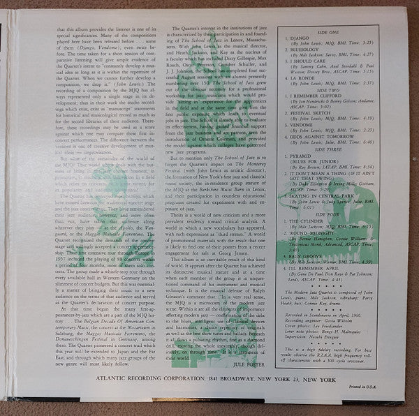 The Modern Jazz Quartet - European Concert (Vinyl, LP, Album, Reiss...