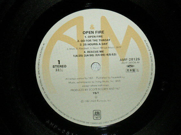 Y & T - Open Fire (Vinyl, LP, Album, Promo) Near Mint (NM or M-) / Very Good (VG)