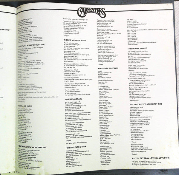 Carpenters - Yesterday Once More (2xVinyl, LP, Compilation, Promo, Reissue) Very Good Plus (VG+) / Very Good Plus (VG+)