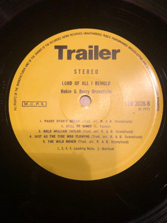 Robin & Barry Dransfield - Lord Of All I Behold (Vinyl, LP, Album, Reissue) Very Good (VG) / Very Good (VG)