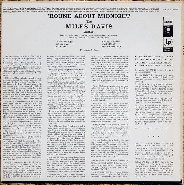 Miles Davis - 'Round About Midnight (Vinyl, LP, Album, Stereo, Reissue) Very Good Plus (VG+) / Very Good (VG)