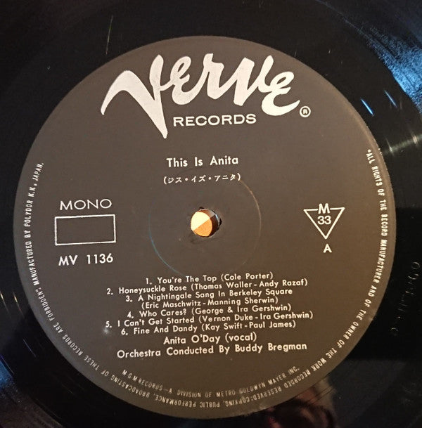 Anita O'Day - This Is Anita (Vinyl, LP, Album, Mono) Very Good Plus (VG+) / Good Plus (G+)