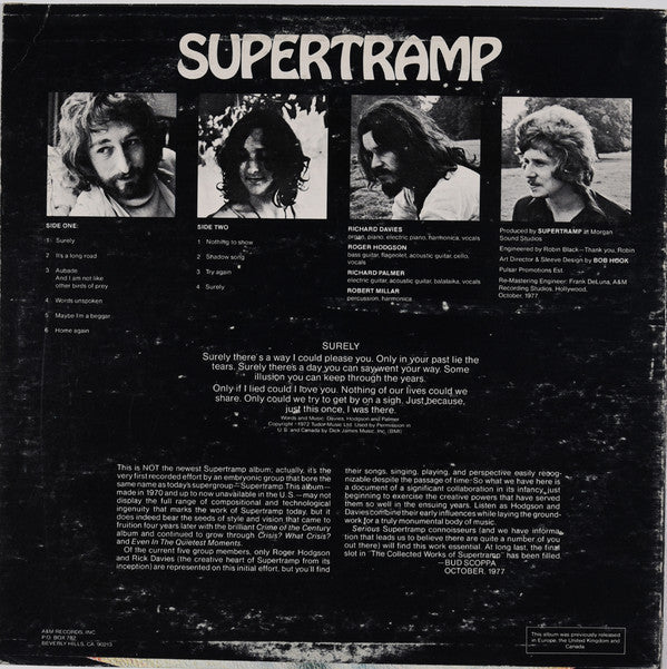 Supertramp - Supertramp (Vinyl, LP, Album, Reissue, Remastered, Stereo) Very Good (VG) / Fair (F)