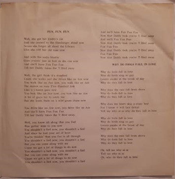 The Beach Boys - ファン・ファン・ファン = Fun, Fun, Fun / サーフ・ロマンス = Why Do Fools Fall In Love (Vinyl, 7", 45 RPM, Single) Very Good (VG) / Good Plus (G+)