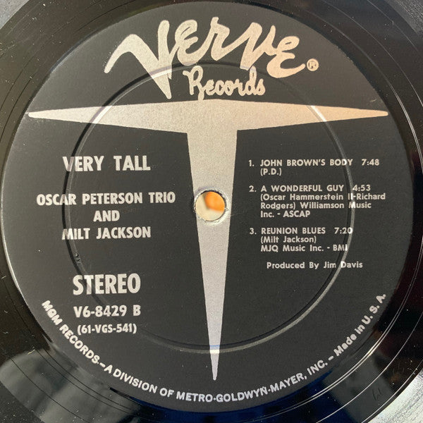 The Oscar Peterson Trio - Very Tall (Vinyl, LP, Album, Stereo) Very Good Plus (VG+) / Good Plus (G+)