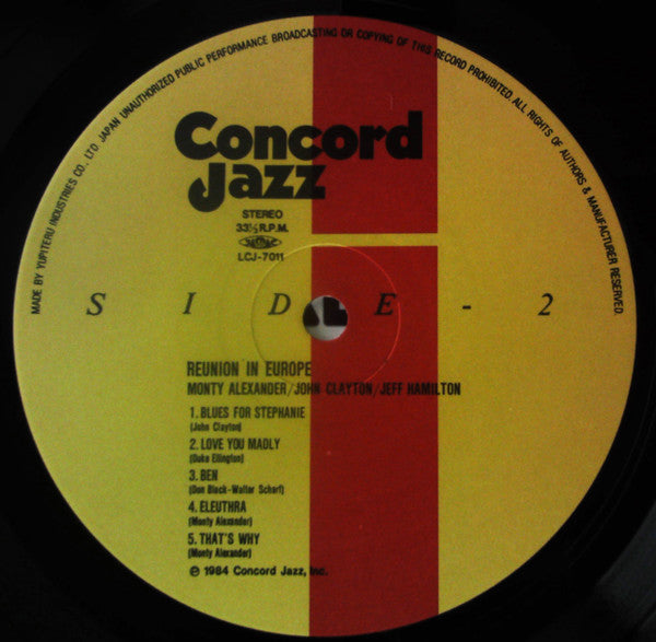 Monty Alexander - Reunion In Europe (Vinyl, LP, Album, Stereo) Very Good (VG) / Good Plus (G+)