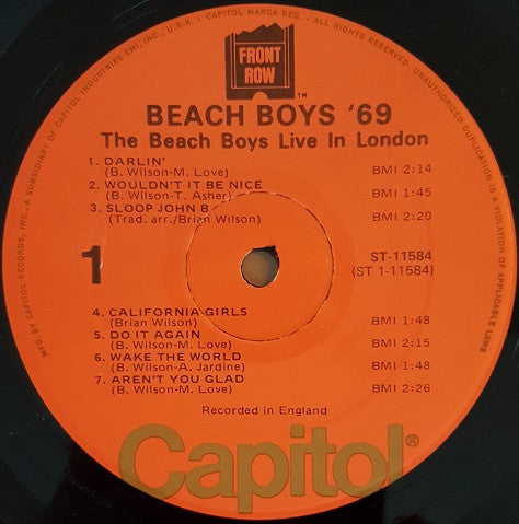 The Beach Boys - Beach Boys '69 (The Beach Boys Live In London) (Vinyl, LP, Album, Reissue) Very Good Plus (VG+) / Very Good (VG)