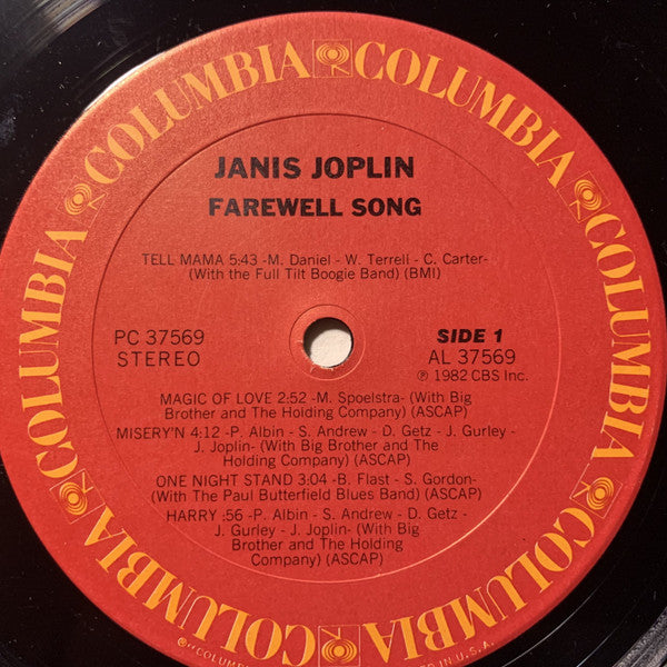 Janis Joplin - Farewell Song (Vinyl, LP, Album, Stereo) Very Good (VG) / Very Good (VG)