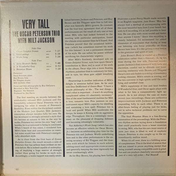The Oscar Peterson Trio - Very Tall (Vinyl, LP, Album, Stereo) Very Good Plus (VG+) / Good Plus (G+)