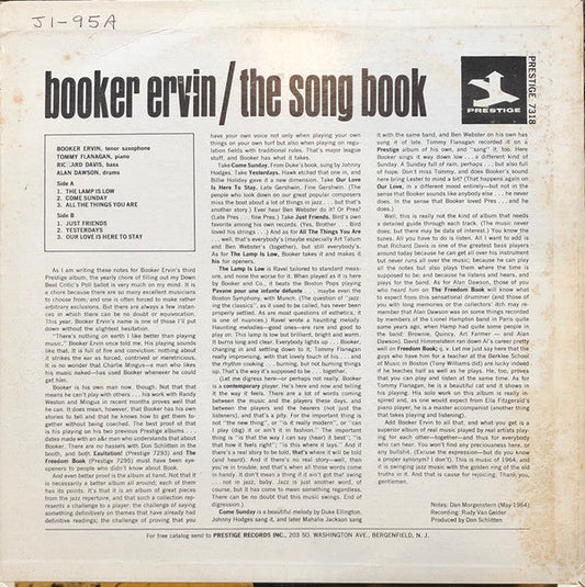 Booker Ervin - The Song Book (Vinyl, LP, Album, Reissue, Repress, Stereo) Very Good (VG) / Good Plus (G+)